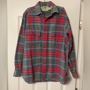 VTG LL Bean Chamois Cloth Shirt Men's Size M Red Grey MADE IN USA
